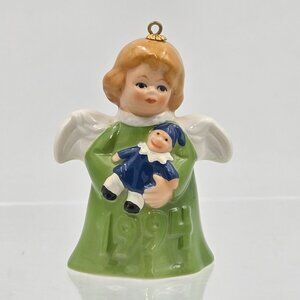 Goebel Hummel Angel Bell Ornament 1994 Green Angel with Clown Nineteenth Edition